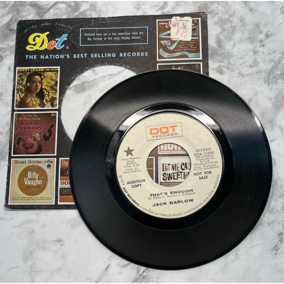Jack Barlow That's Enough / How Much Love Will it Take 45 Country Promo 1973 Dot - Picture 3 of 6